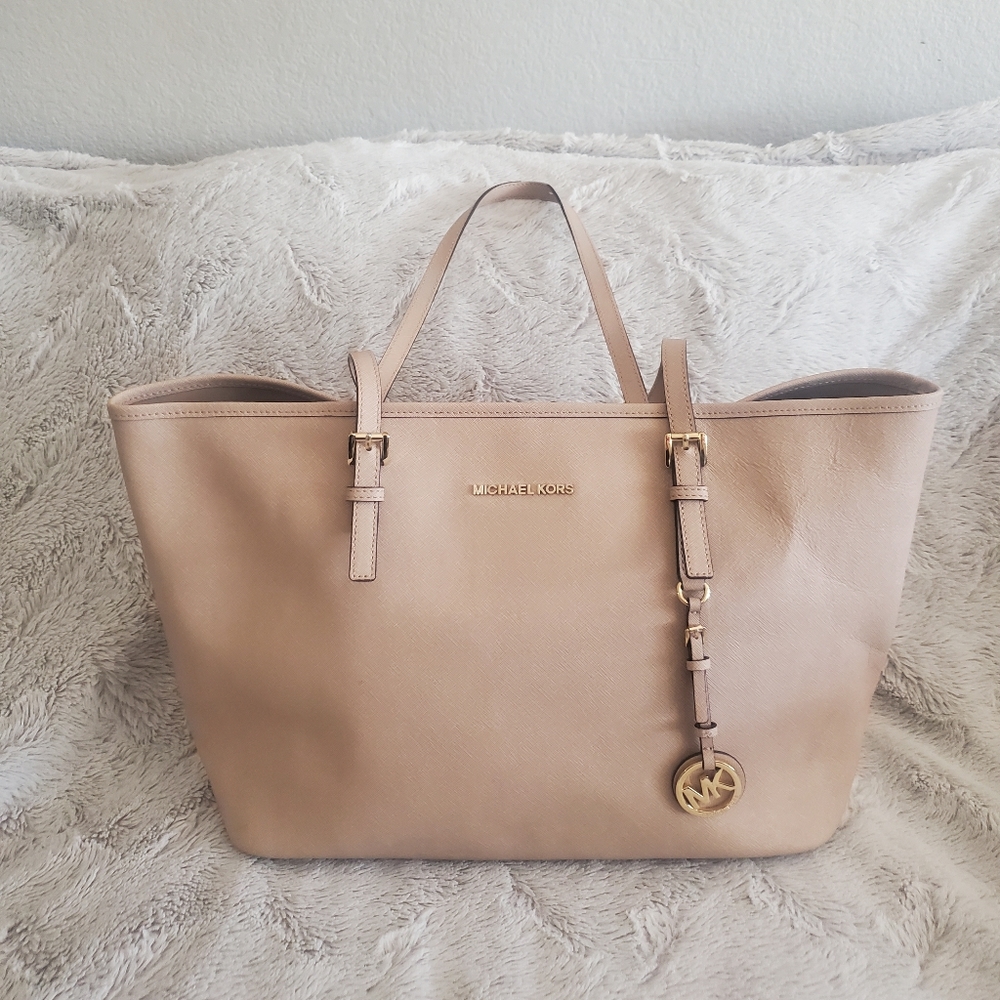Michael Kors Large Tote Bag, Open Top, Beige